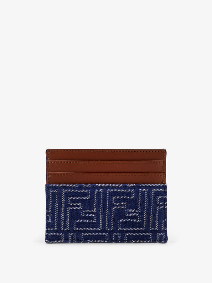 Fendi Portacarte In Pelle E Tessuto Ff