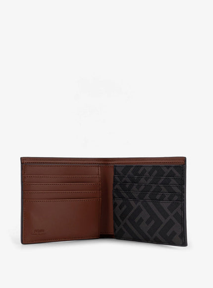 Fendi Leather And Ff Jacquard Fabric Bifold Wallet