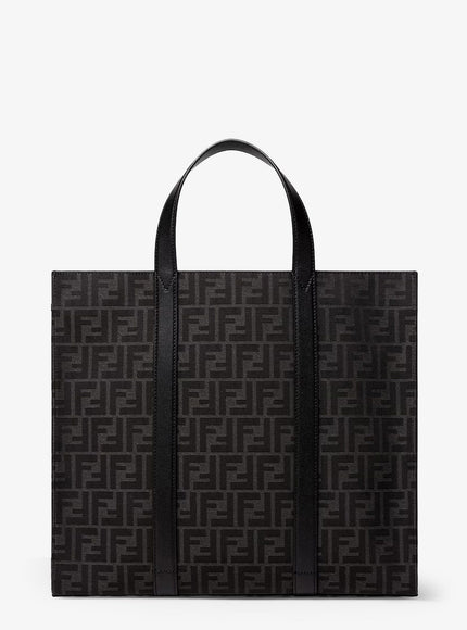 Fendi Ff Jacquard Fabric Shopping Bag Uni Asfalto+Nero+Pallad.