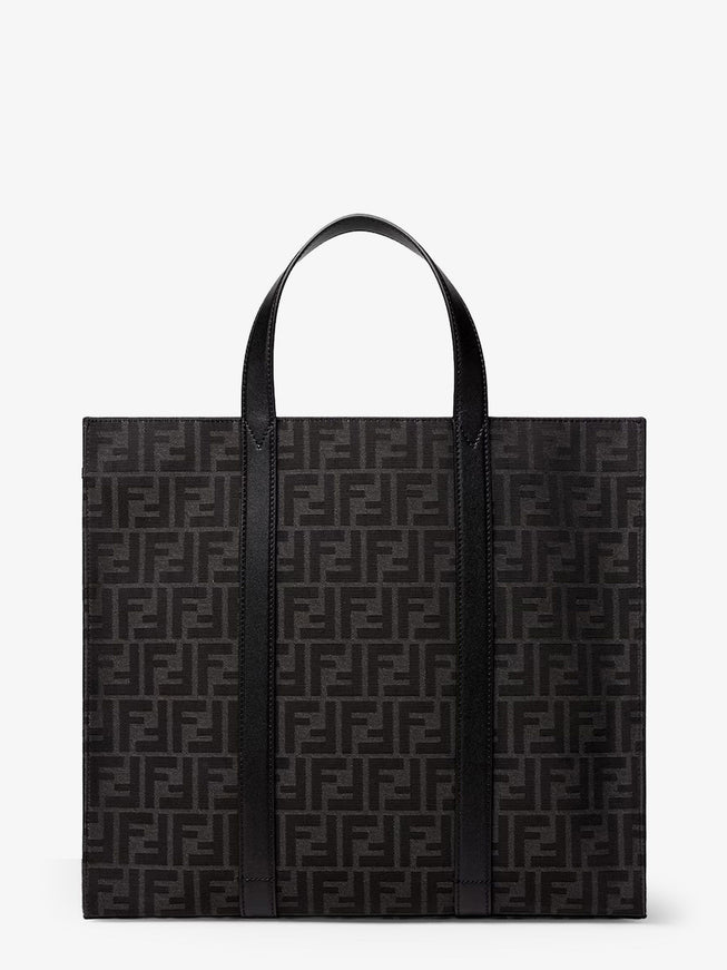 Fendi Ff Jacquard Fabric Shopping Bag Uni Asfalto+Nero+Pallad.