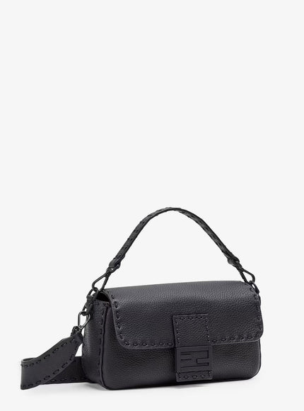 Fendi Baguette Leather Shoulder Bag With Selleria Stitchings