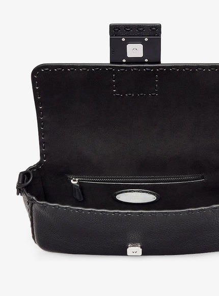 Fendi Baguette Leather Shoulder Bag With Selleria Stitchings