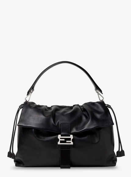 Fendi Fendi Flux Maxi Messenger Leather Crossbody Bag Uni Nero+Palladio