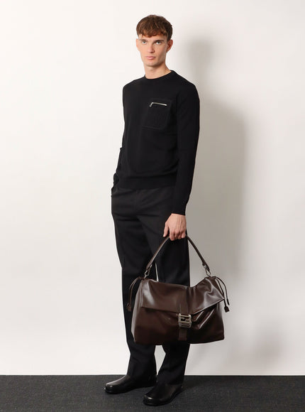 Fendi Fendi Flux Maxi Messenger Leather Crossbody Bag