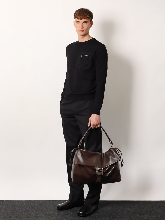 Fendi Fendi Flux Maxi Messenger Leather Crossbody Bag