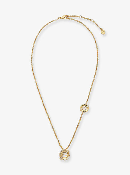 Fendi Everround Metal Necklace With Rhinestones Uni Oro Soft+Crystal