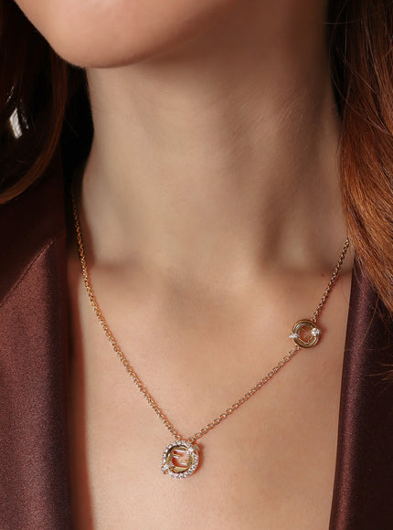 Fendi Everround Metal Necklace With Rhinestones