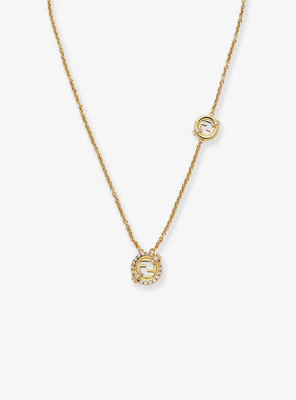 Fendi Everround Metal Necklace With Rhinestones