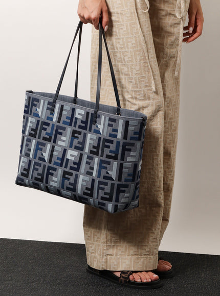 Fendi Roll Large Jacquard Ff Fabric Tote Bag