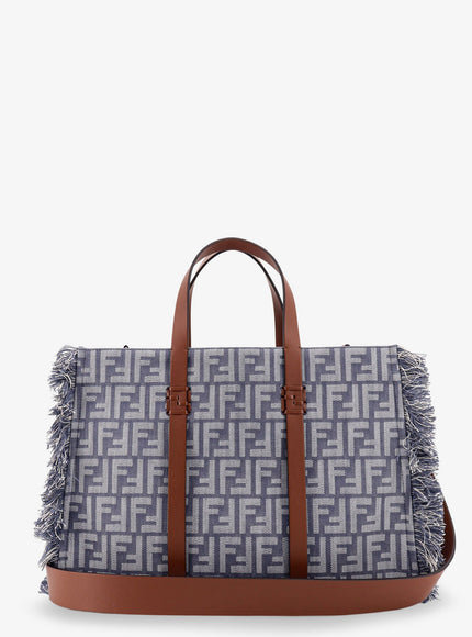 Fendi Summer Tote Rafia Shoulder Bag With All-Over Ff Logo