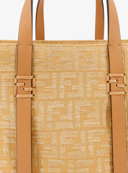 Fendi Summer Tote Rafia Shoulder Bag With All-Over Ff Logo