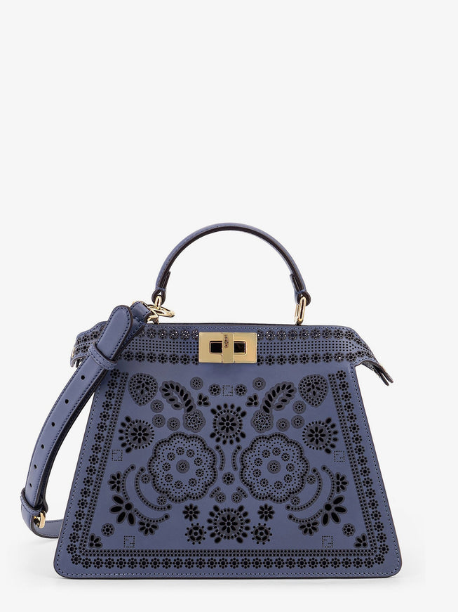 Fendi Peekaboo Iseeu Small Leather Shoulder Bag With Selleria Macro Stitching Uni Mirto+Os