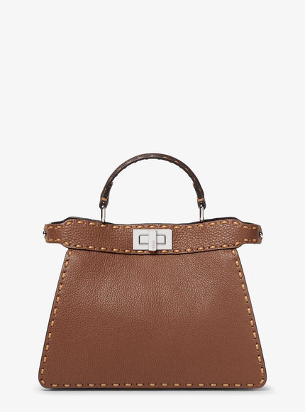 Fendi Peekaboo Iseeu Small Leather Shoulder Bag With Selleria Macro Stitching Uni Giand+Marr+Capp+P