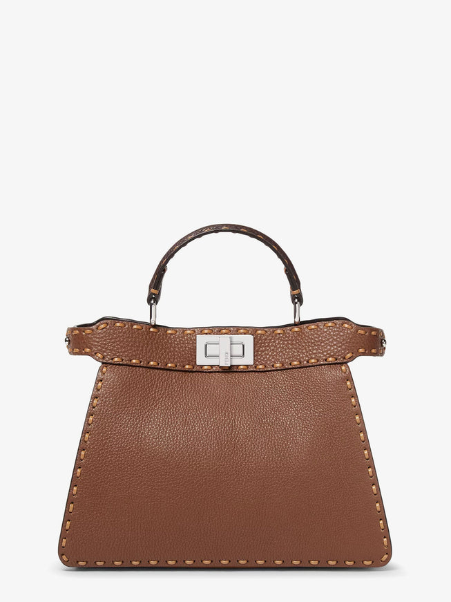 Fendi Peekaboo Iseeu Small Leather Shoulder Bag With Selleria Macro Stitching Uni Giand+Marr+Capp+P
