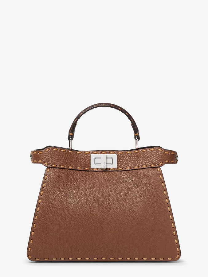 Fendi Peekaboo Iseeu Small Leather Shoulder Bag With Selleria Macro Stitching Uni Giand+Marr+Capp+P