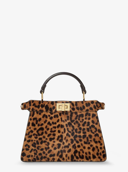Fendi Peekaboo Iseeu Petite Leather Shoulder Bag With Fendi Leo Print