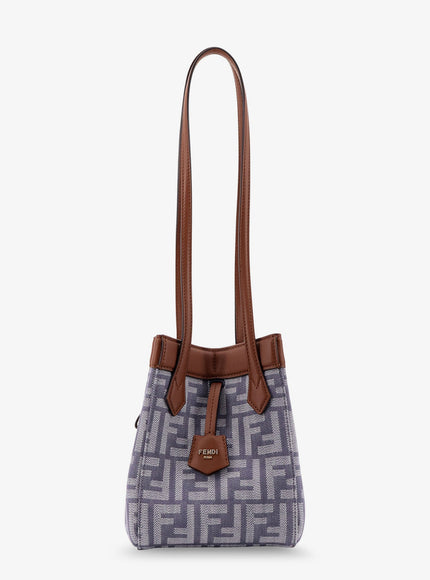 Fendi Origami Mini Ff Jacquard Fabric And Leather Shoulder Bag Uni Mirto+Dark Nut+Os