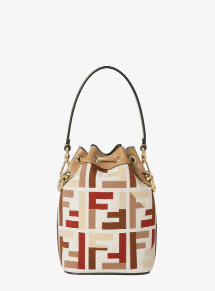 Fendi Mini Mon Tresor Ff Jacquard Fabric And Leather Bucket Bag