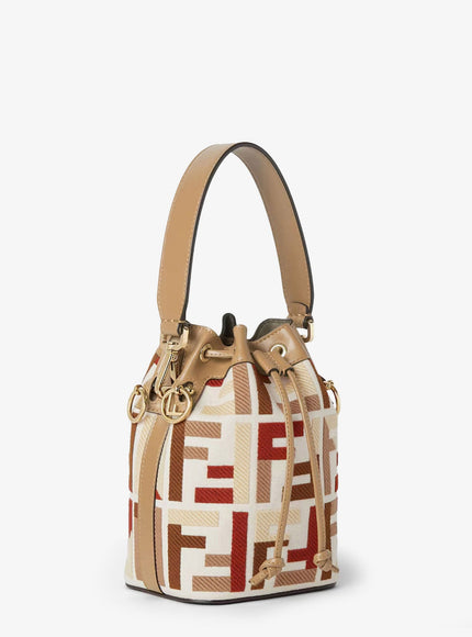 Fendi Mini Mon Tresor Ff Jacquard Fabric And Leather Bucket Bag