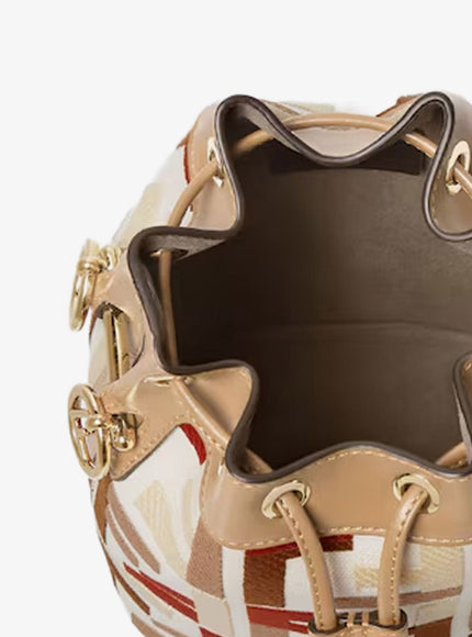 Fendi Mini Mon Tresor Ff Jacquard Fabric And Leather Bucket Bag