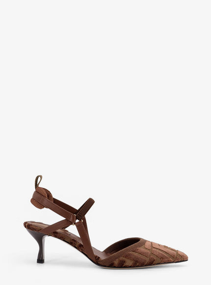 Fendi Colibrì Lite Ff Fabric Slingback Bei.choco+Giand+Cioc