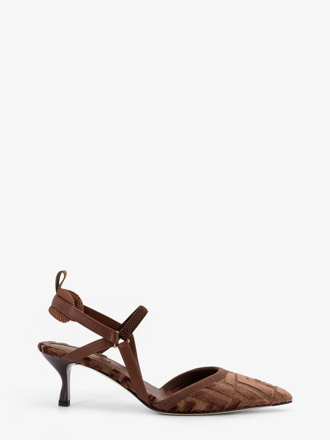 Fendi Colibrì Lite Ff Fabric Slingback Bei.choco+Giand+Cioc
