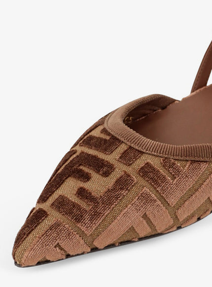 Fendi Ff Jacquard Velvet Slingback Ballerinas