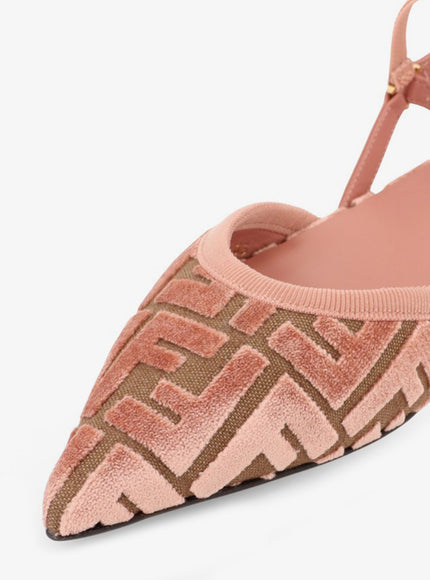 Fendi Ff Jacquard Velvet Slingback Ballerinas