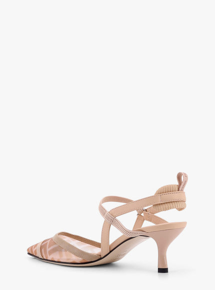 Fendi Colibrì Leather And Mesh Slingback With Ff Motif