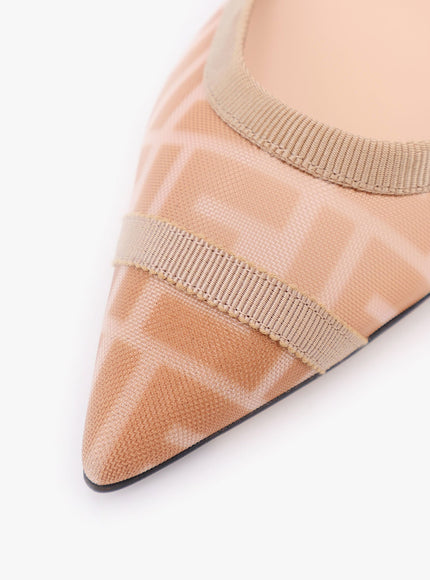 Fendi Colibrì Leather And Mesh Slingback With Ff Motif