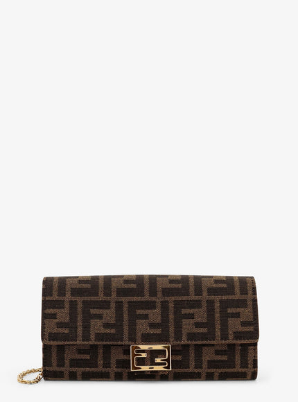 Fendi Continental With Chain Baguette Ff Jacquard Fabric Shoulder Bag
