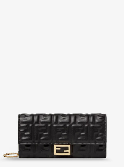 Fendi Continental With Chain Baguette Ff Jacquard Fabric Shoulder Bag