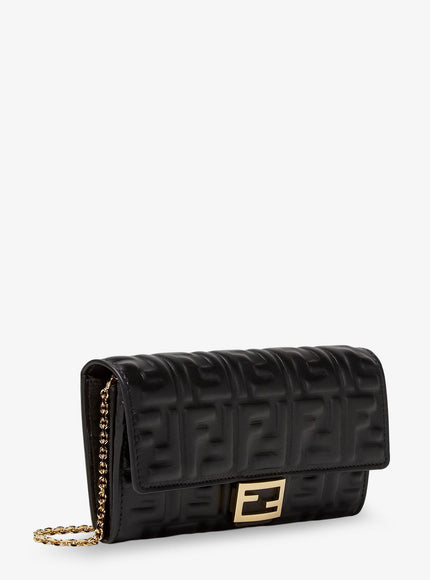 Fendi Continental With Chain Baguette Ff Jacquard Fabric Shoulder Bag