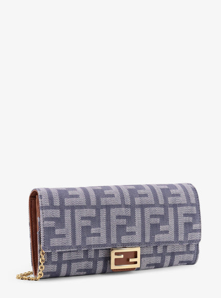 Fendi Continental With Chain Baguette Ff Jacquard Fabric Shoulder Bag