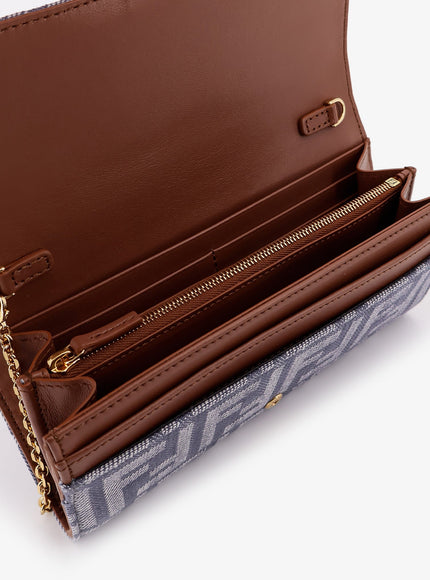 Fendi Continental With Chain Baguette Ff Jacquard Fabric Shoulder Bag