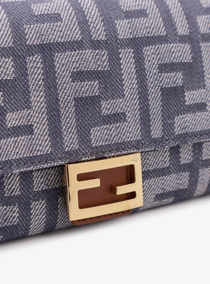 Fendi Continental With Chain Baguette Ff Jacquard Fabric Shoulder Bag