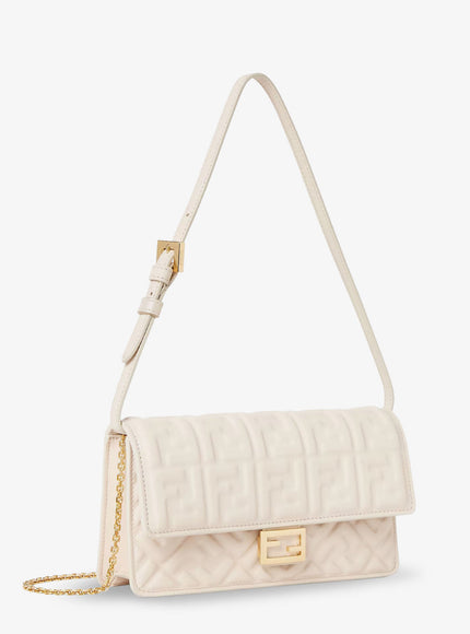 Fendi Baguette Wallet On Chain Leather Shoulder Bag With Ff Motif