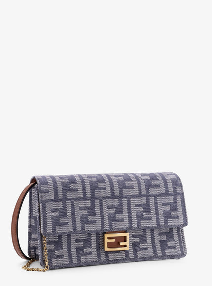 Fendi Baguette Wallet On Chain Leather Shoulder Bag With Ff Motif
