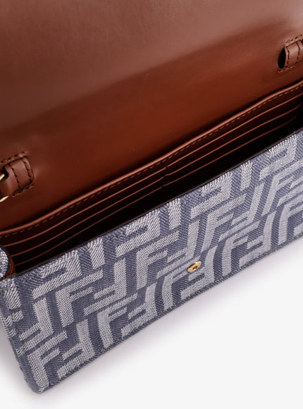 Fendi Baguette Wallet On Chain Leather Shoulder Bag With Ff Motif