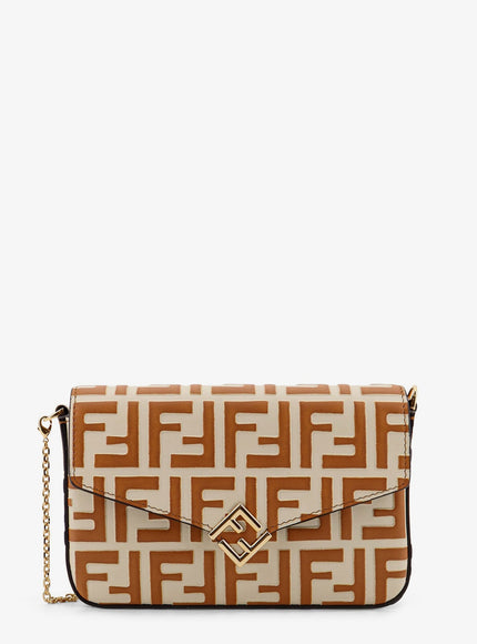 Fendi Wallet On Chain Ff Diamonds Leather Shoulder Bag Uni Camelia