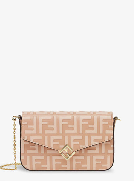 Fendi Wallet On Chain Ff Diamonds Leather Shoulder Bag Uni Bal Rose+R Quarzo+Os