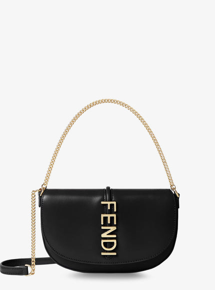 Fendi Wallet On Chain Fendigraphy Leather Shoulder Bag Uni Nero+Oro Soft