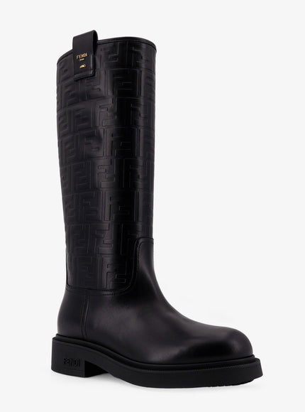 Fendi Fendi Filo Leather And Ff Jacquard Fabric Boots
