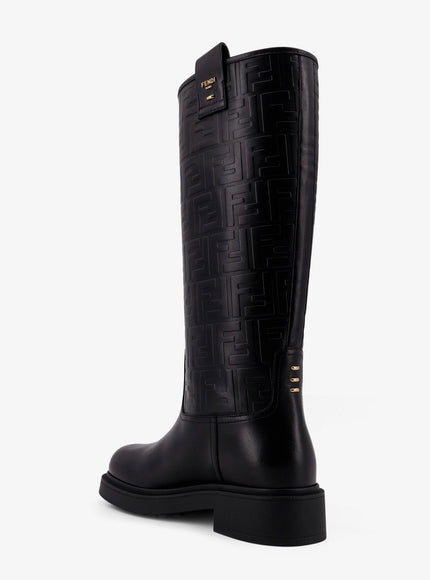 Fendi Fendi Filo Leather And Ff Jacquard Fabric Boots