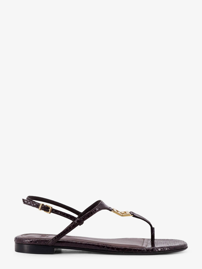 Fendi Fold Leather Sandals With Reptile Effect Black Purple