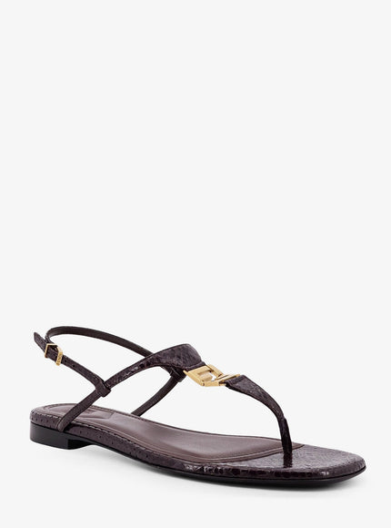 Fendi Fold Leather Sandals With Reptile Effect