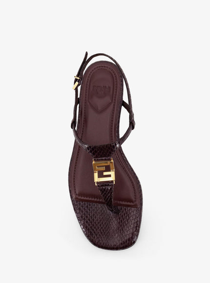 Fendi Fold Leather Sandals With Reptile Effect