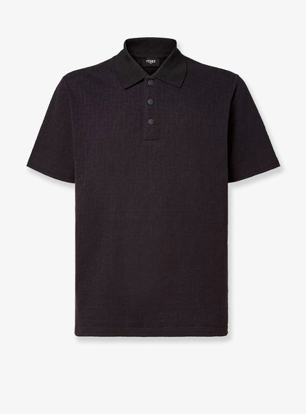 Fendi Cotton Polo Shirt With Ff Motif Black