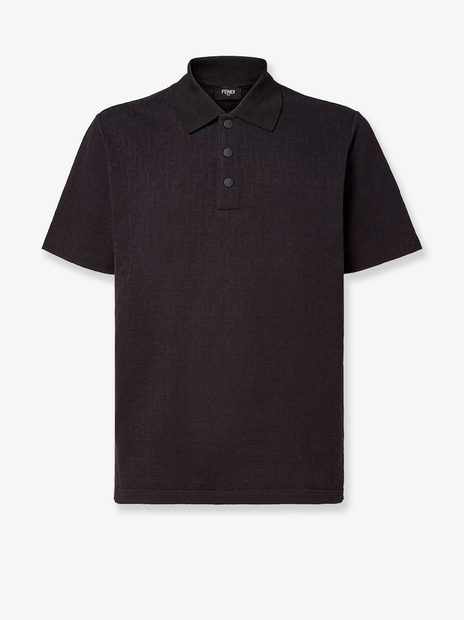 Fendi Cotton Polo Shirt With Ff Motif Black