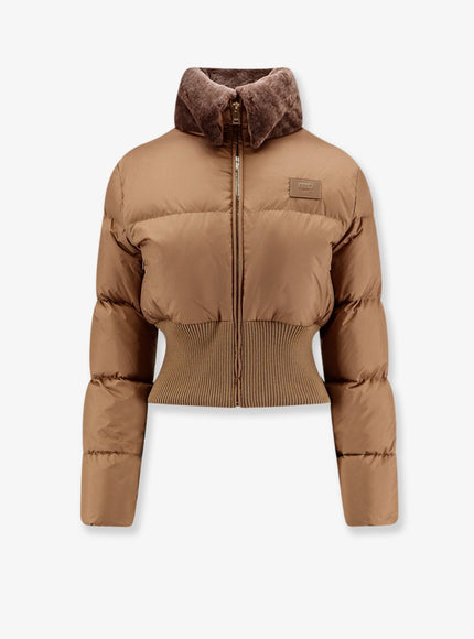 Fendi Technical Fabric And Shearling Down Jacket Camel-25